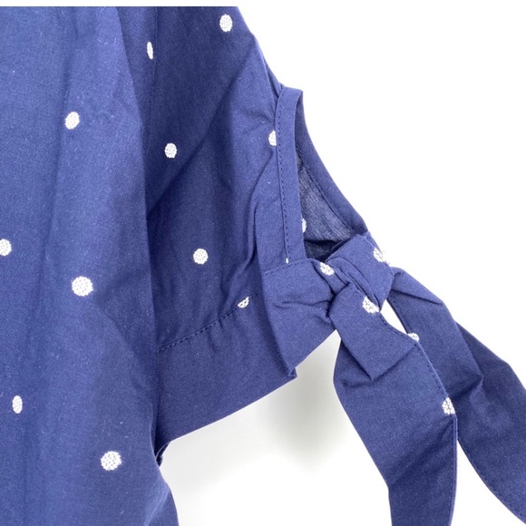 NWT Isabel Maternity (size L)Navy Polka Dot Short sleeves, keyhole ties, Top - Picture 8 of 11